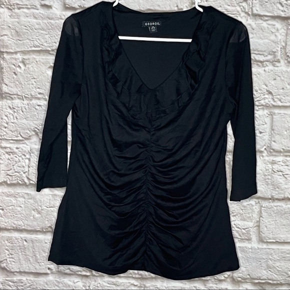 George Tops - George Black‎ Black Blouse Top Womens Size Large (12-14)